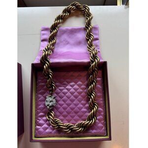 Gucci Pearl and Gold Cat Head Necklace